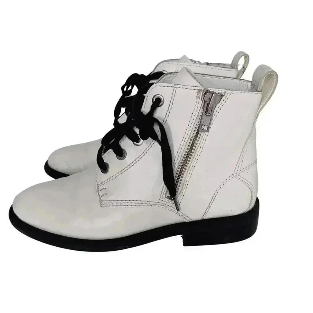 BP White Faux Leather Combat Boots Moto Boots Women's Size 9