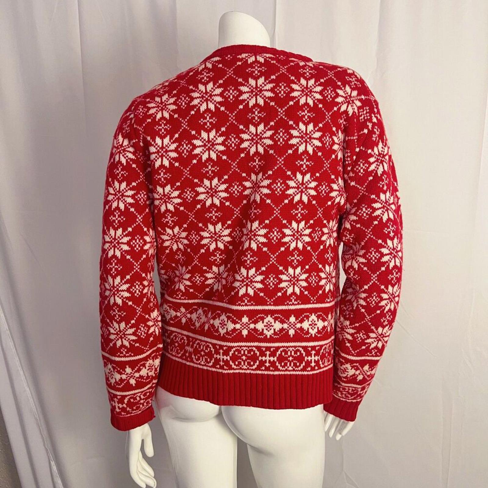 Vintage Lamb's Wool Casual Corner Fair Isle Sweater Cardigan Snowflakes Size S