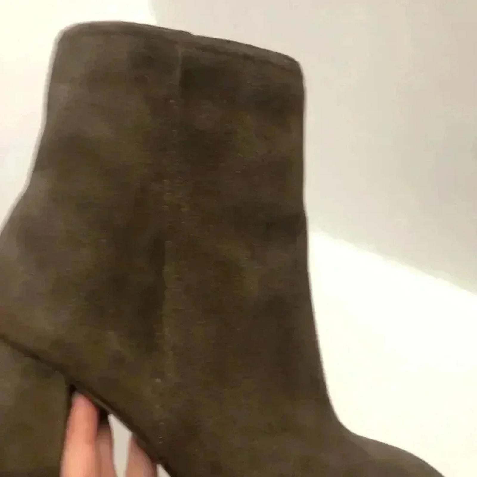 UO Faux Suede Dark Brown Booties Chunky Heels Women's Size 9