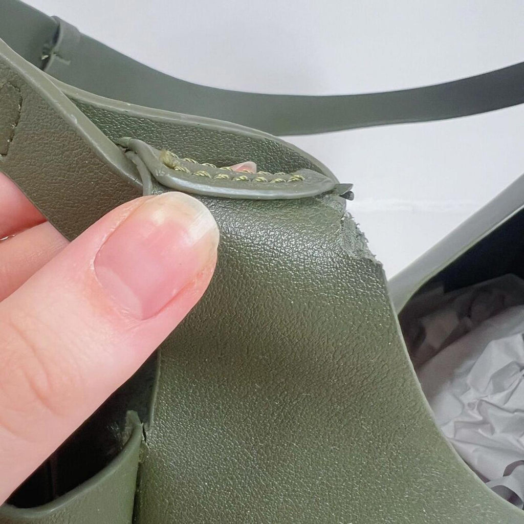 Neiman Marcus Vegetarian Leather Olive Green Hobo Bag Faux Leather Shoulder Bag