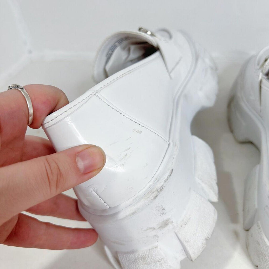 Steve Madden Trifecta Loafer White Patent Leather Lug Sole Horsebit Size 10