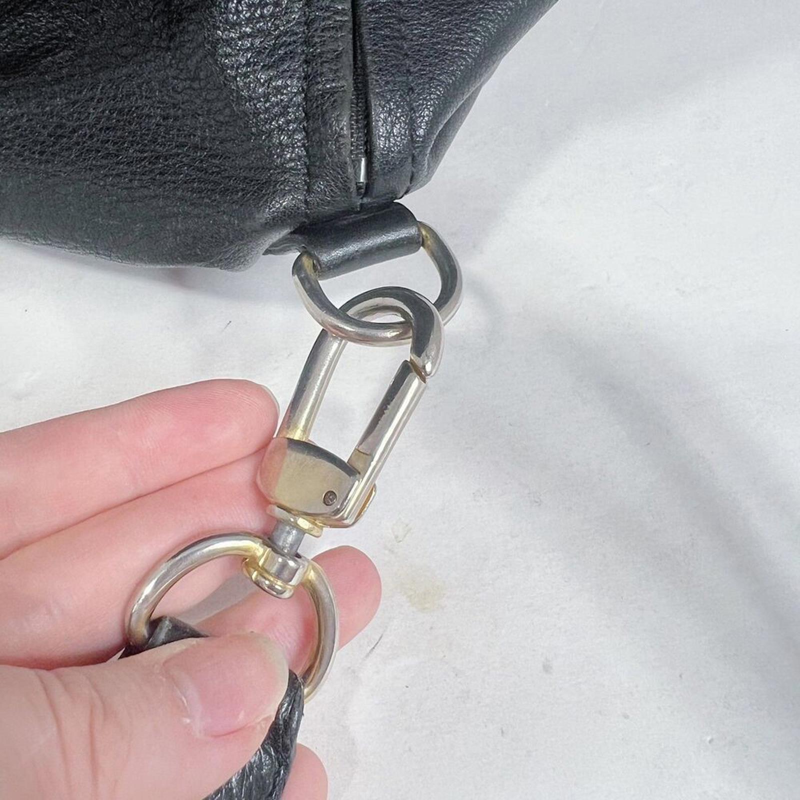 Longchamp RARE Vintage 90s Black Leather Drawstring Backpack Bag