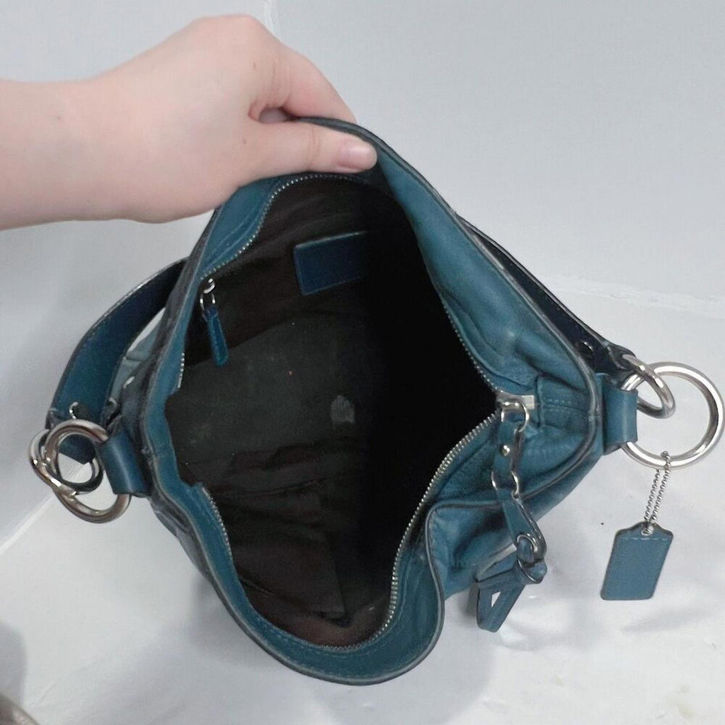 Vintage Coach Leather Hobo Bag Tosca Teal Blue Shoulder Bag Purse