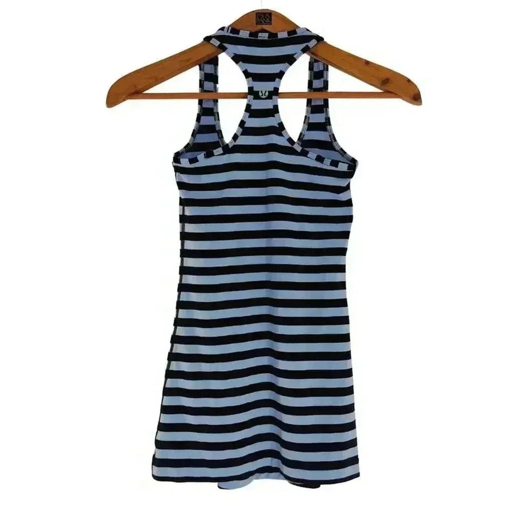 Lululemon Blue Striped Racerback Tank Workout Athleisure Yoga Workout Size 4
