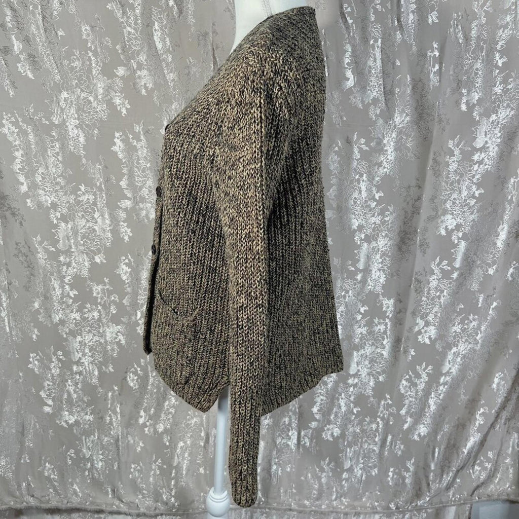 Ralph Lauren Vintage Chunky Knit Button Up Cardigan Tan and Brown Size L