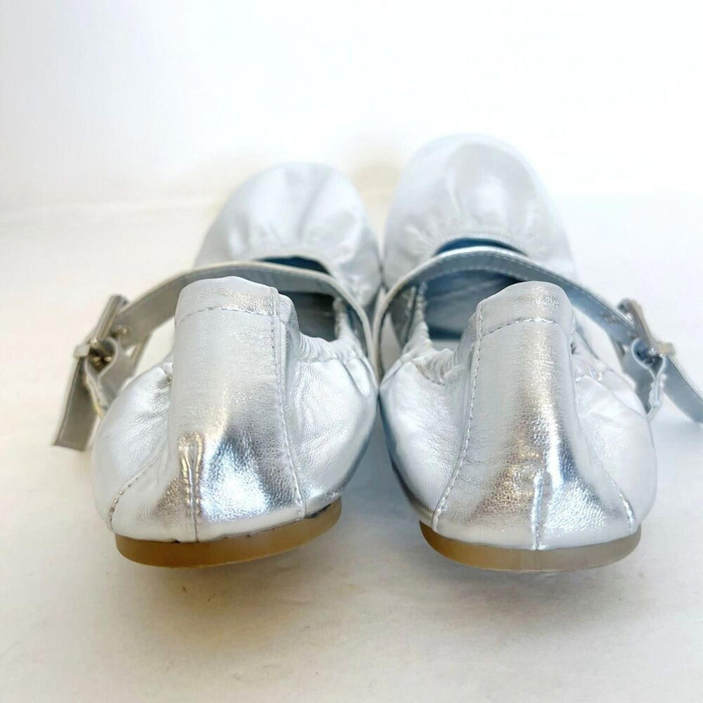 Like New Forever 21 Silver Metallic Ballet Flats Buckle Women's Size 9.5