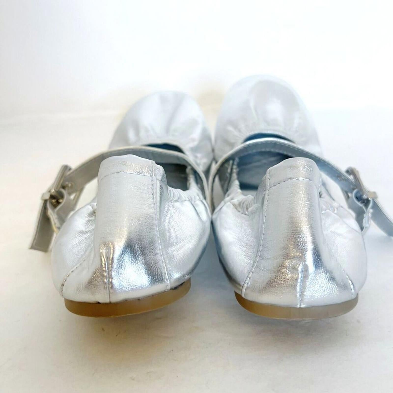Like New Forever 21 Silver Metallic Ballet Flats Buckle Women's Size 9.5