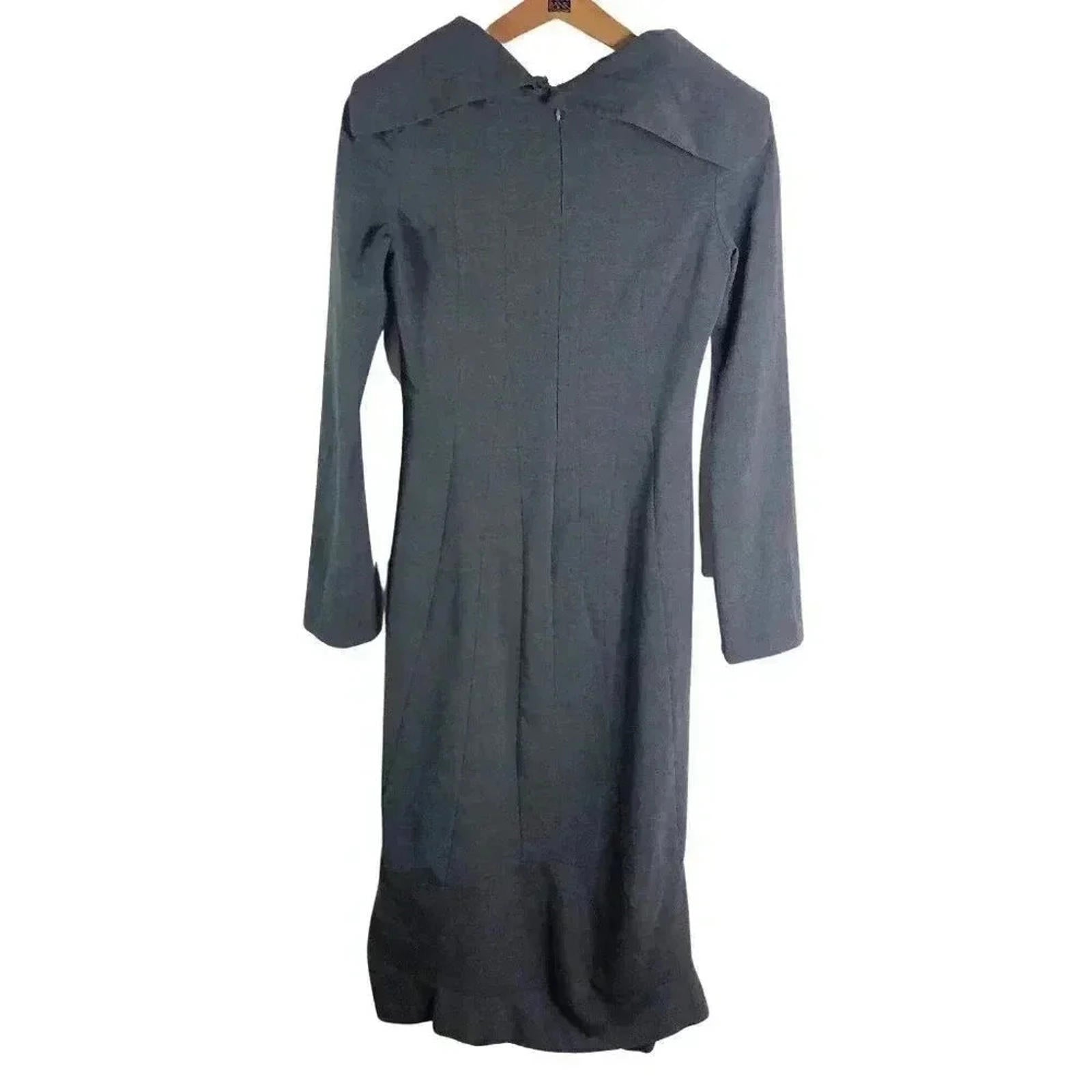 Vintage 90s Obzee by Kang Jin Young Grey Midi Dress Minimalist Brutalist Size 14