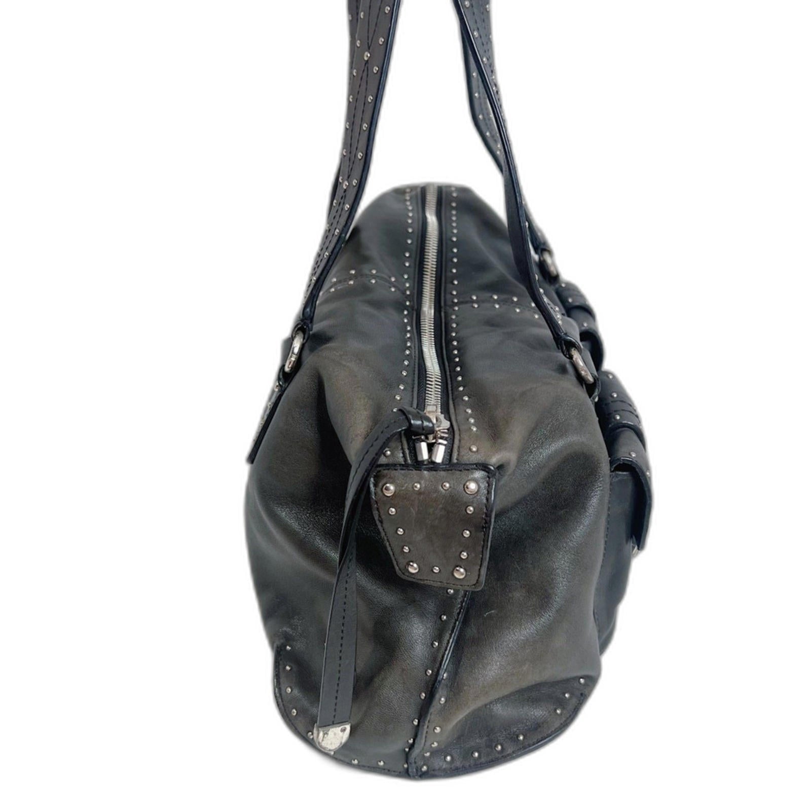 y2k Vintage Michael Kors Astor Black Leather Studded Shoulder Bag Rocker Chic
