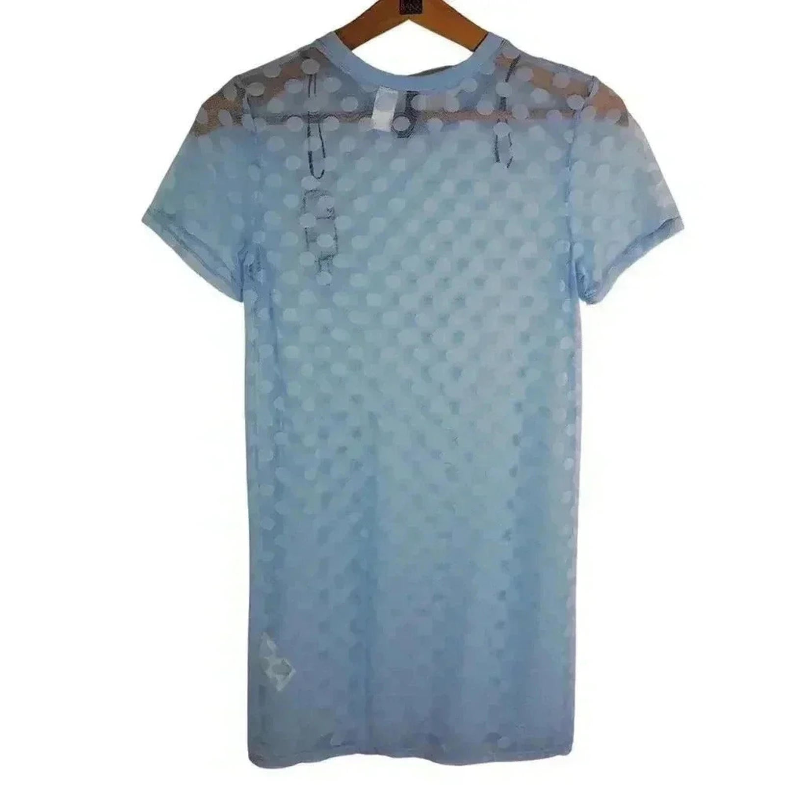 NWOT H&M Sheer Mesh Polka Dots T Shirt Dress Swim Coverup Beach Women's Size 4