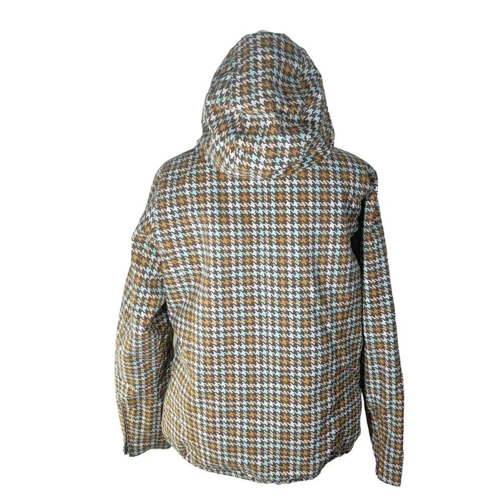 Burton Houndstooth Brown and Blue Hardshell Ski Snowboard Jacket Women's Size L