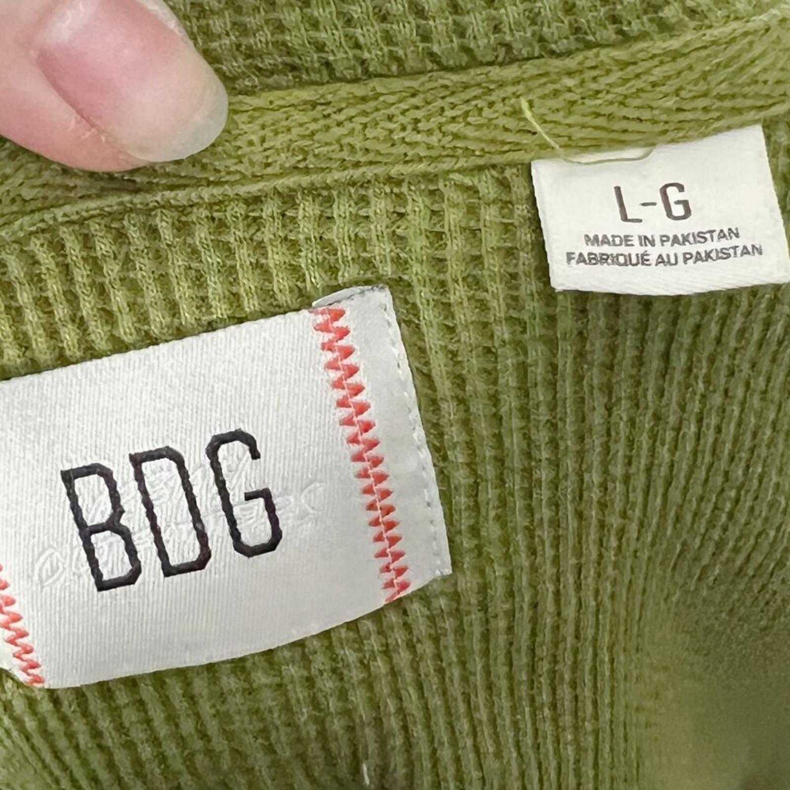 BDG Olive Green Zip Up Heavy Duty Hoodie Waffle Thermal Insulated Size L
