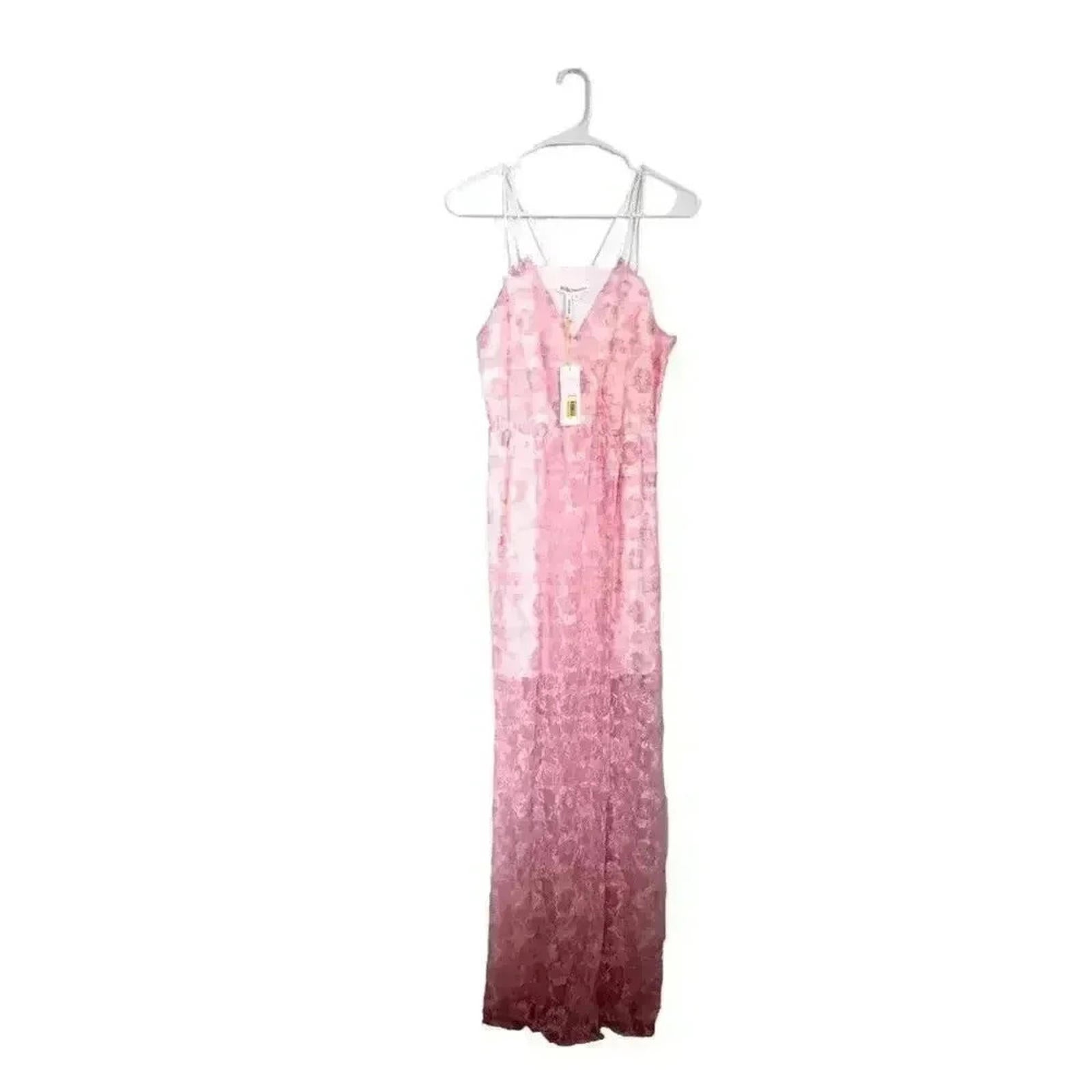 NWT BCBG Surplice Pink Lace Maxi Dress Boho Chic Formal Prom Women's Size S