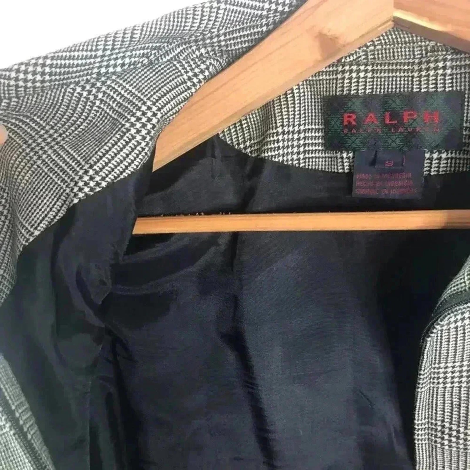 Vintage Ralph Lauren Wool Black and White Houndstooth Jacket Women's Size M