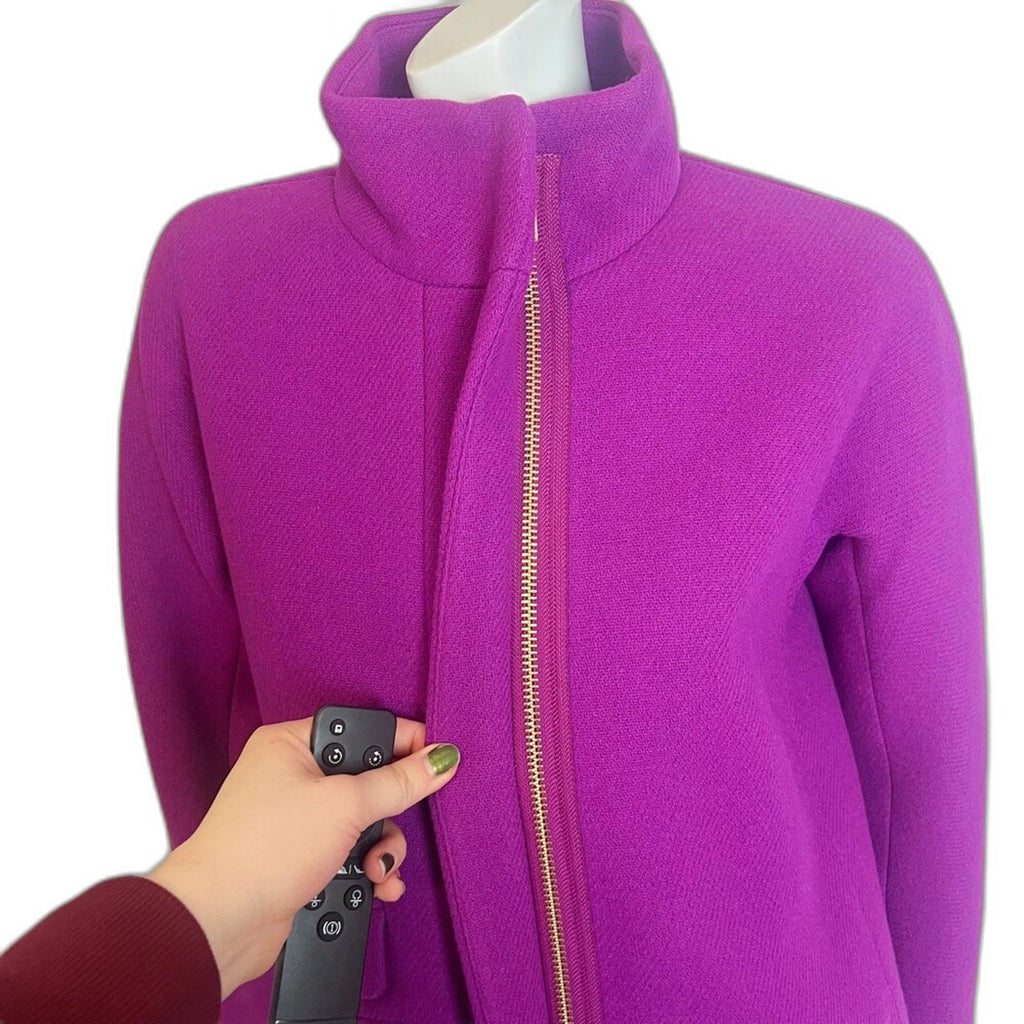 NWT J. Crew Cocoon Stadium Cloth by Nello Gori Bright Purple Wool Jacket Size 4