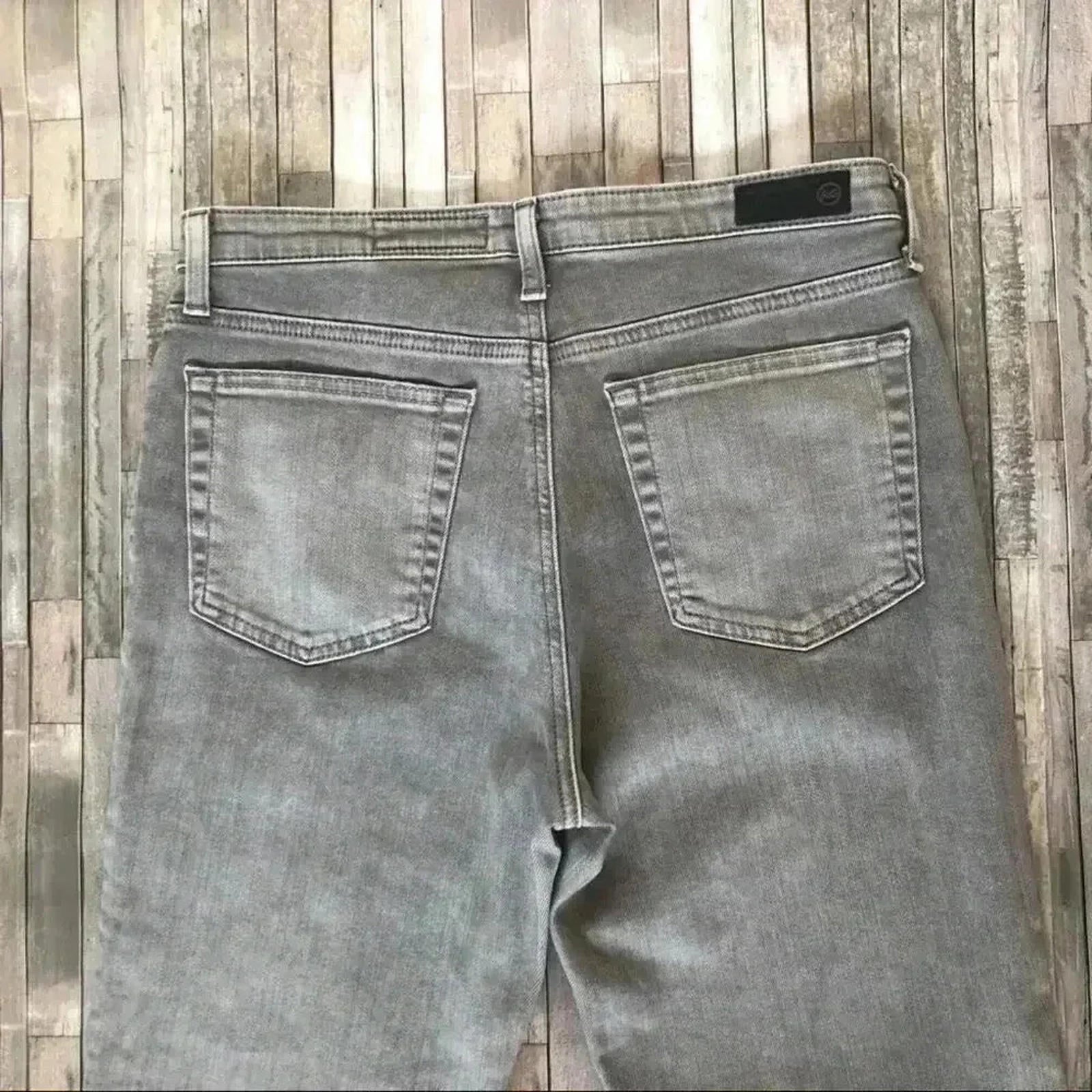AG Adriano Goldschmied The Isabel Grey High Rise Straight Cropped Jeans Size 30R