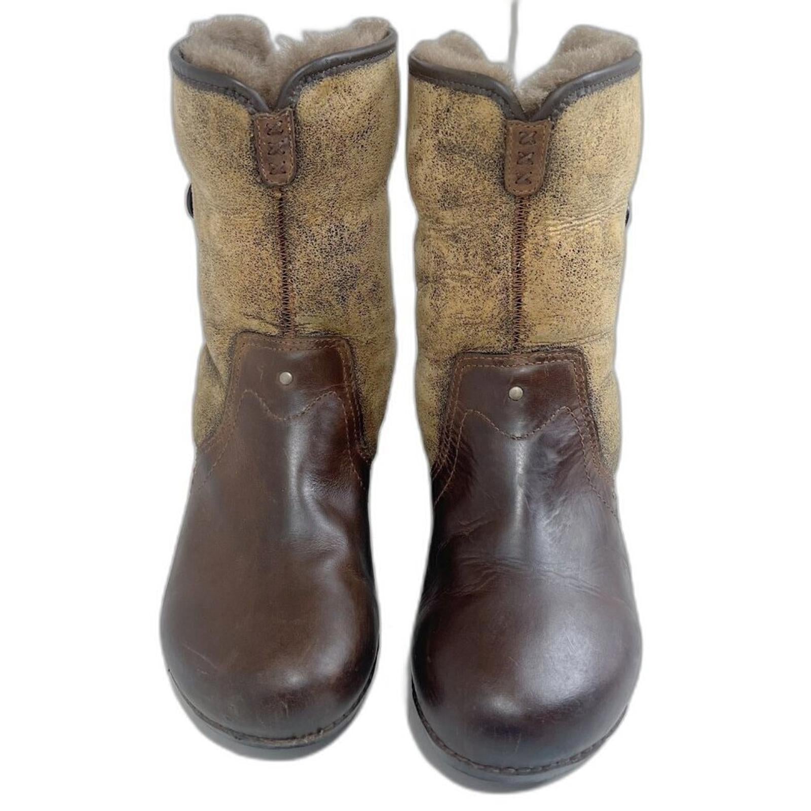 Dansko Stormy Women's Brown Leather Fur Lined Heeled Boots Booties Size 11.5 12