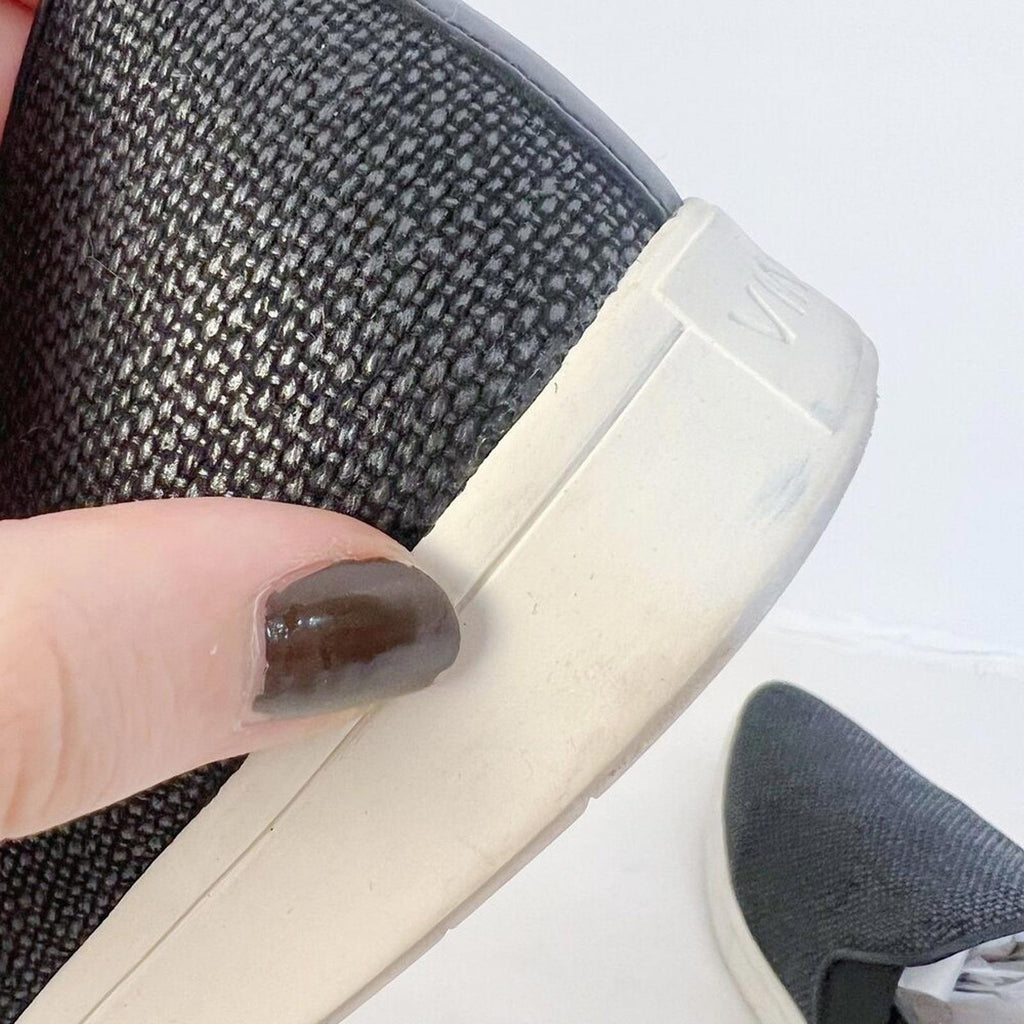 Vince Blair Sneakers Black Leather Woven Slip On Pointed Toe Women's Size 11