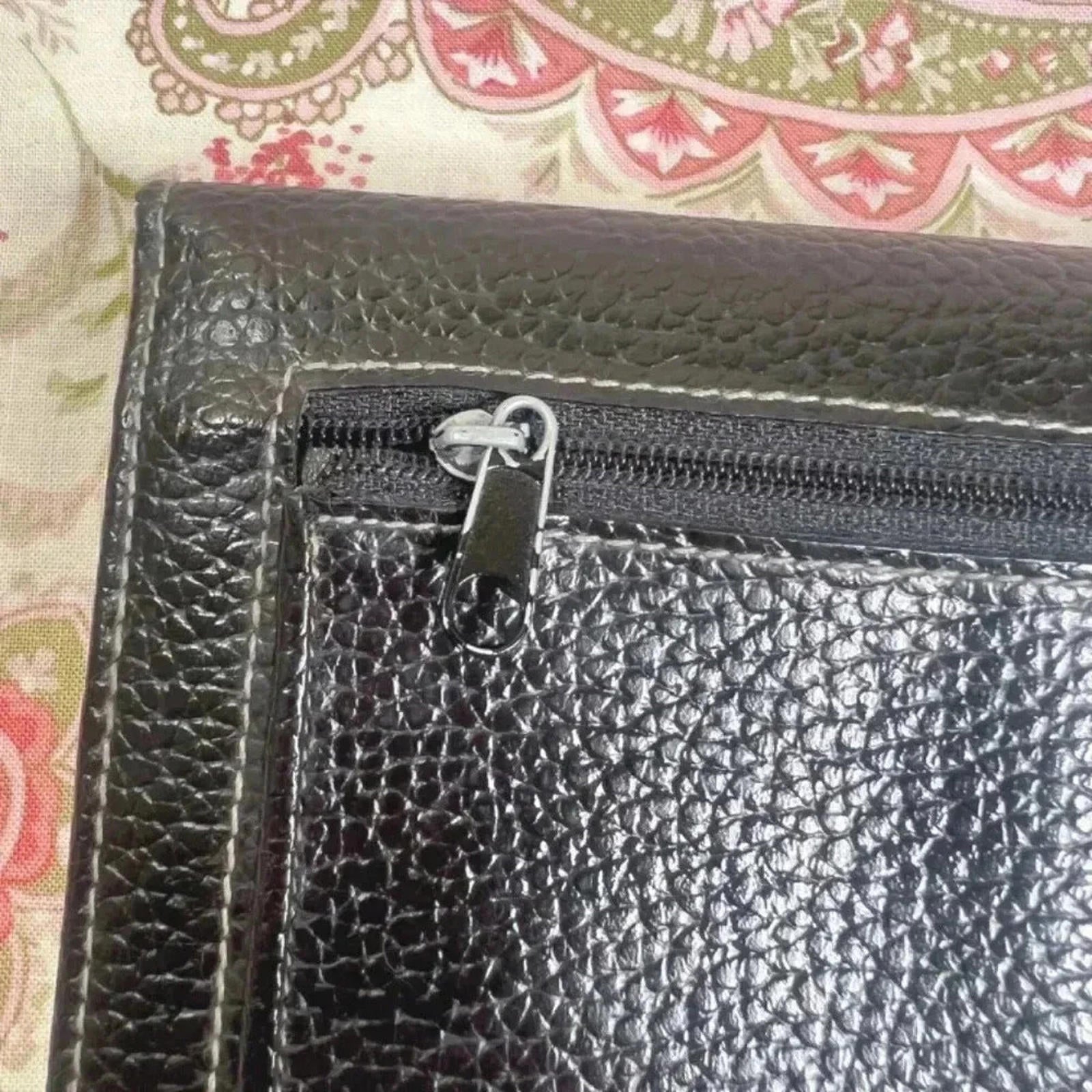 Rivage Black Pebbled Leather Trifold Wallet