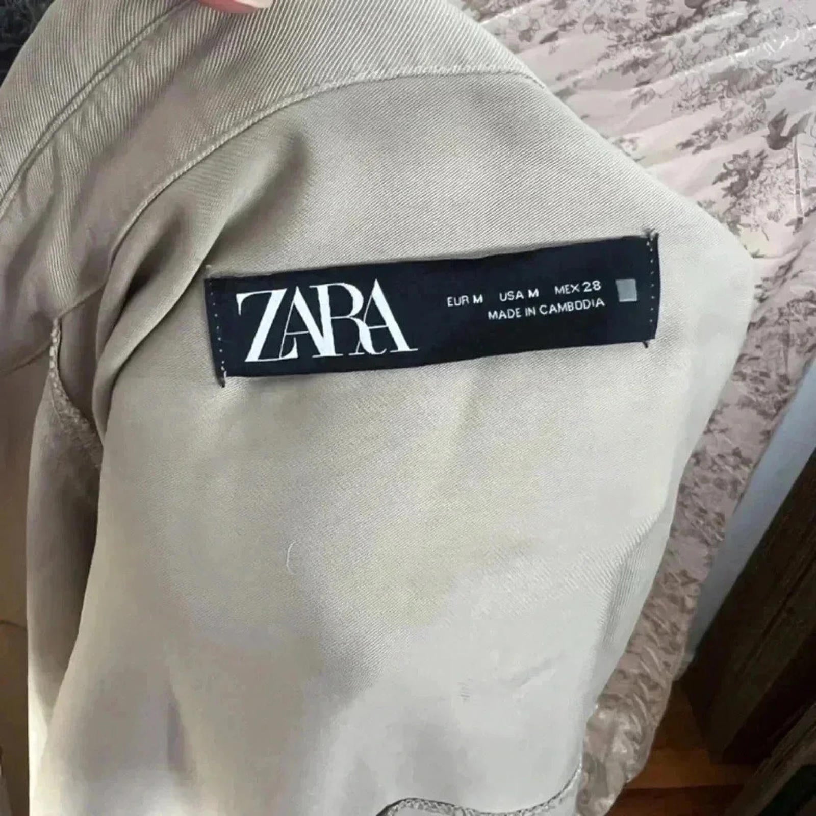 Zara Beige Women's Button Up Utility Jacket Size M