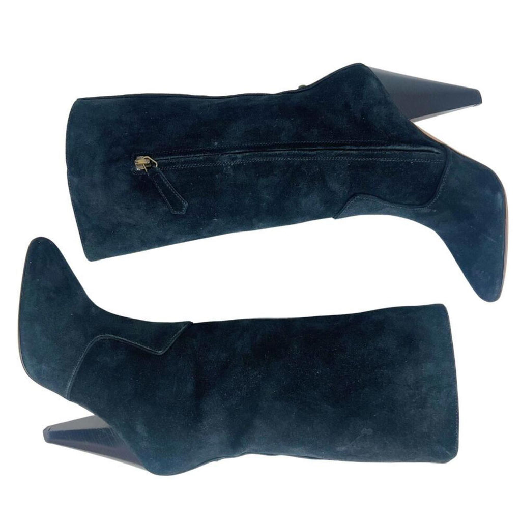 Veronica Beard Olivia Boots Black Suede Nuback Mid Calf Heeled Boots Size 6