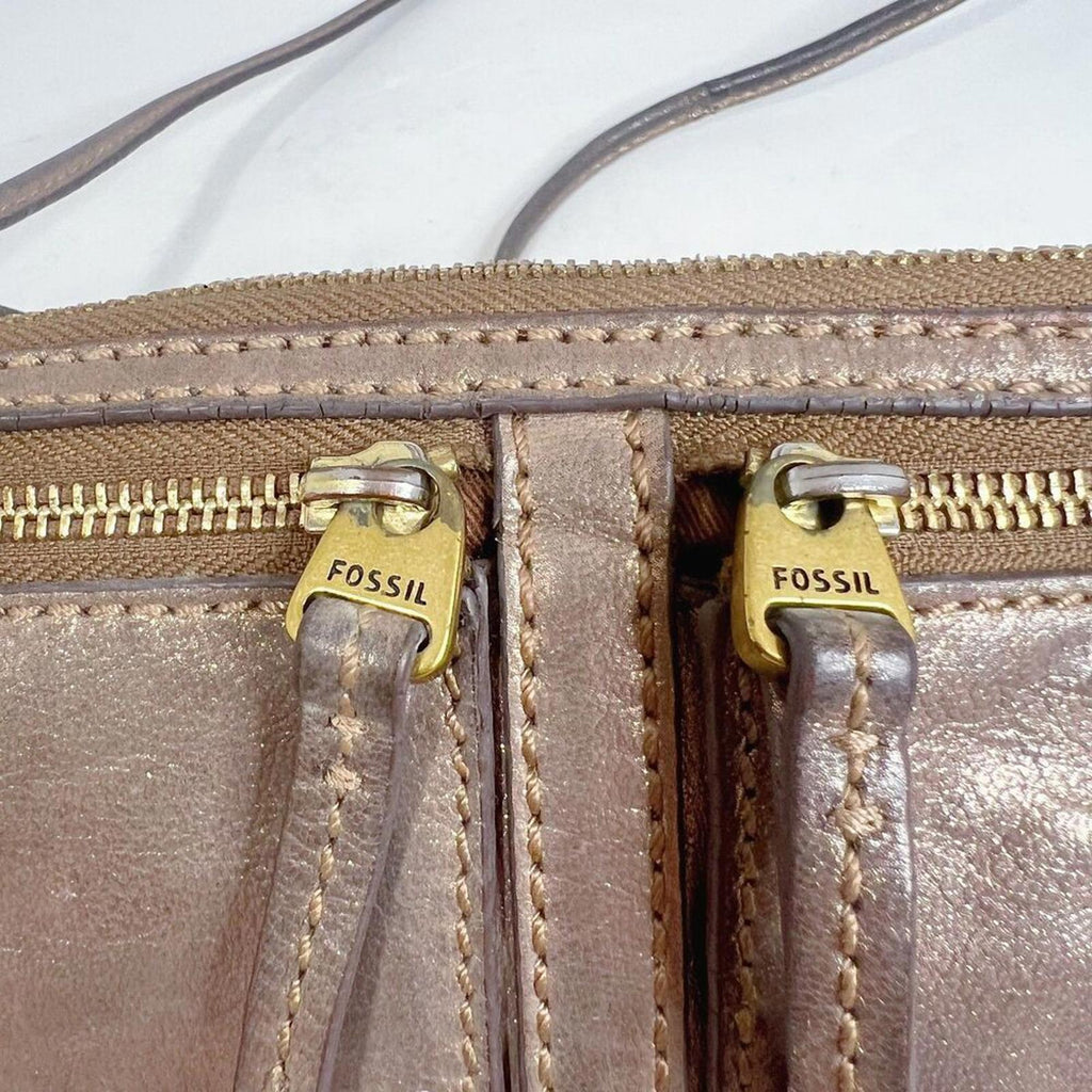 Fossil Erin Copper Metallic Leather Crossbody Bag Purse