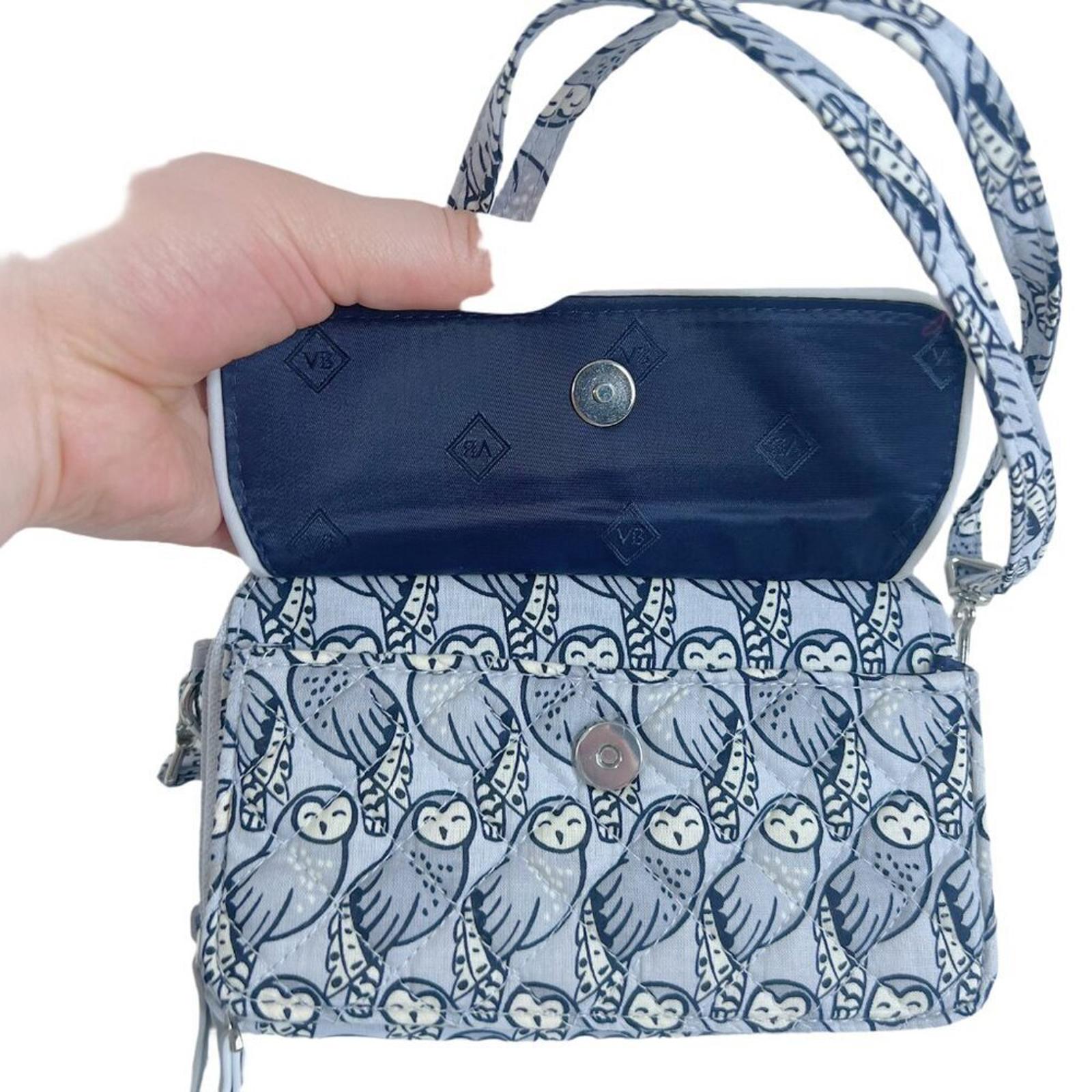 NWT Vera Bradley Grey Owl Print Performance Twill All in One Crossbody Purse