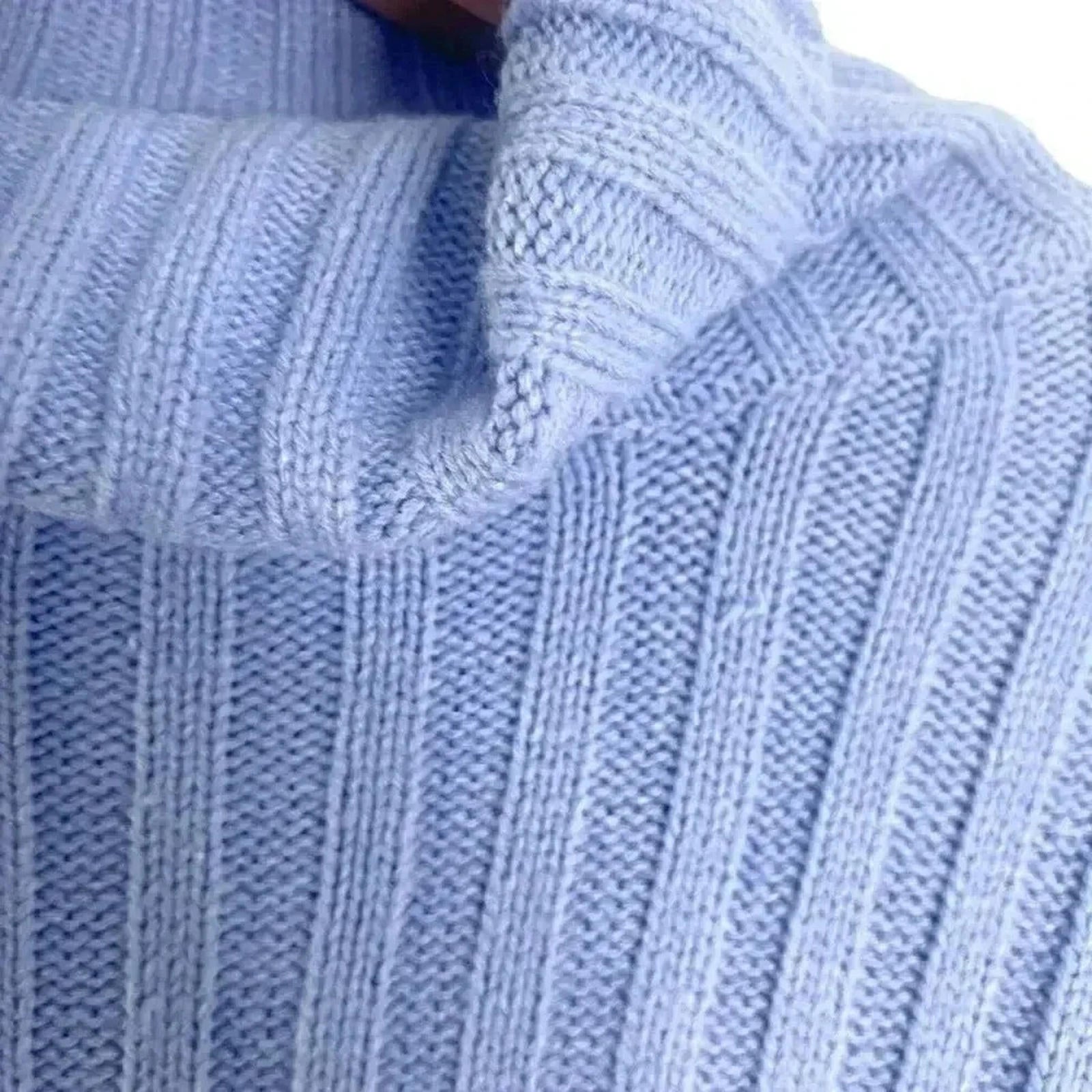 Light Purple Bell Sleeved Turtleneck Mock Neck Bell Sleeve Knit Sweater Size M