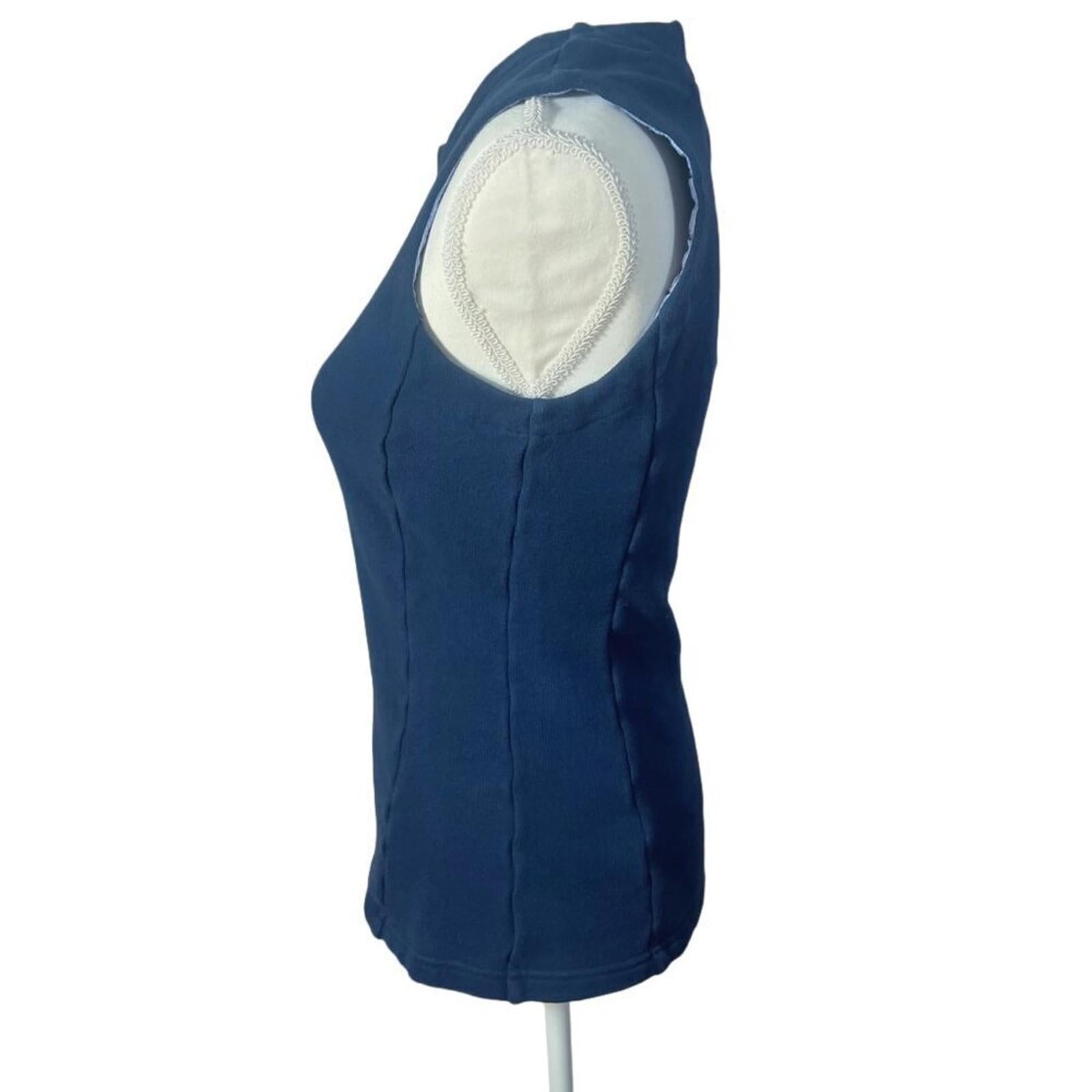 Derek Lam 10 Crosby Navy Blue Sleeveless Top Tank Top Terry Cloth Size 6
