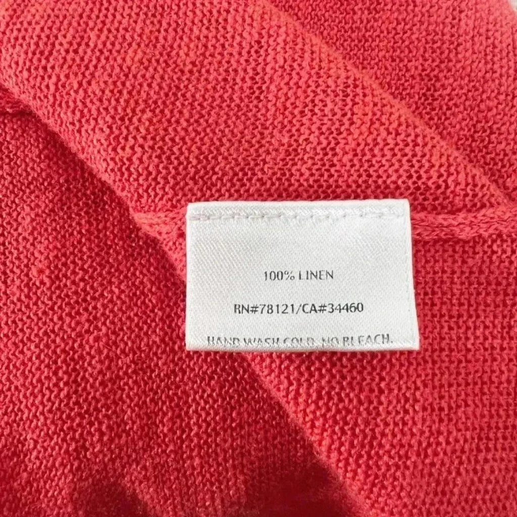 Eileen Fisher Coral Short Sleeve Linen Cardigan Open Front Size L