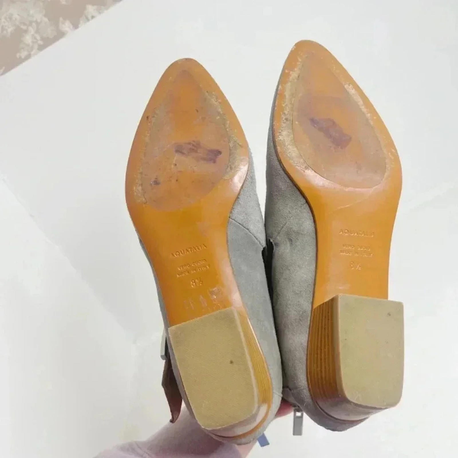 Aquatalia Like New Filomena Grey Suede Buckled Booties Women's Size 8.5