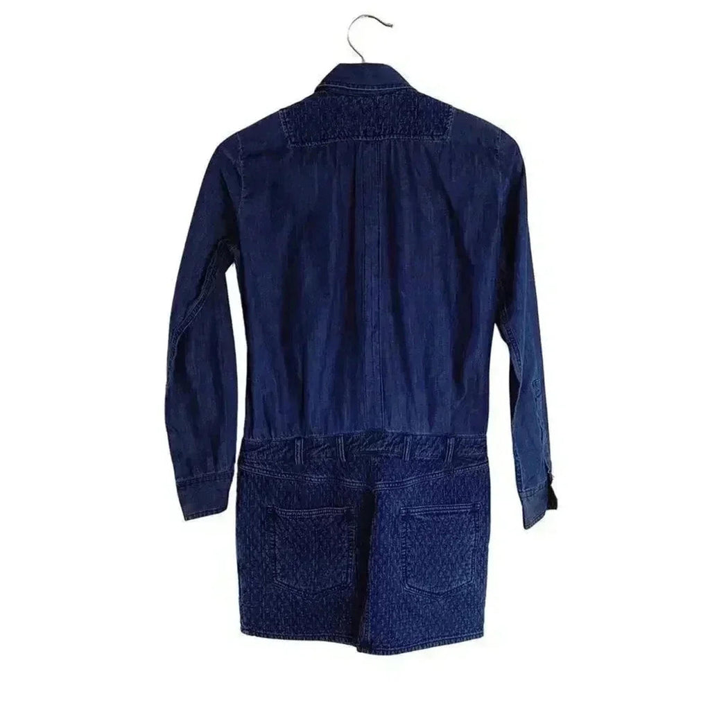 Joe's Jeans Denim Dress Long Sleeve Top Quilted Bottom Women's Size S