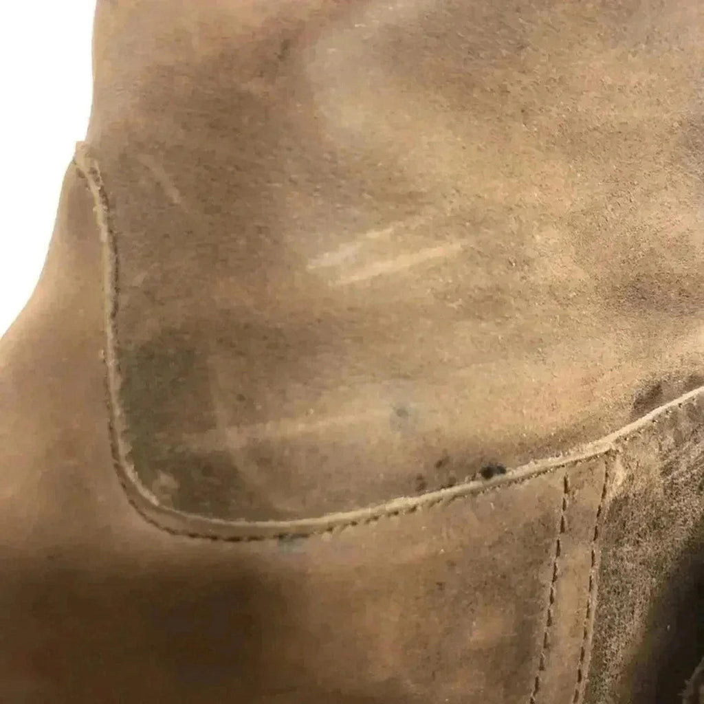 GAP Distressed Leather Mushroom Brown Leather Booties Buckle Moto Boot