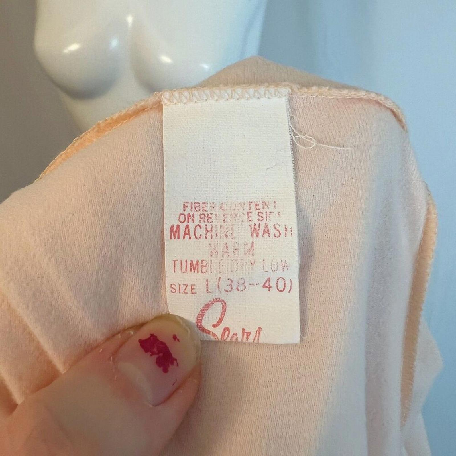 Vintage 1960s 1970s Light Pink Long Sleeve Night Gown Lace Collar Coquette L