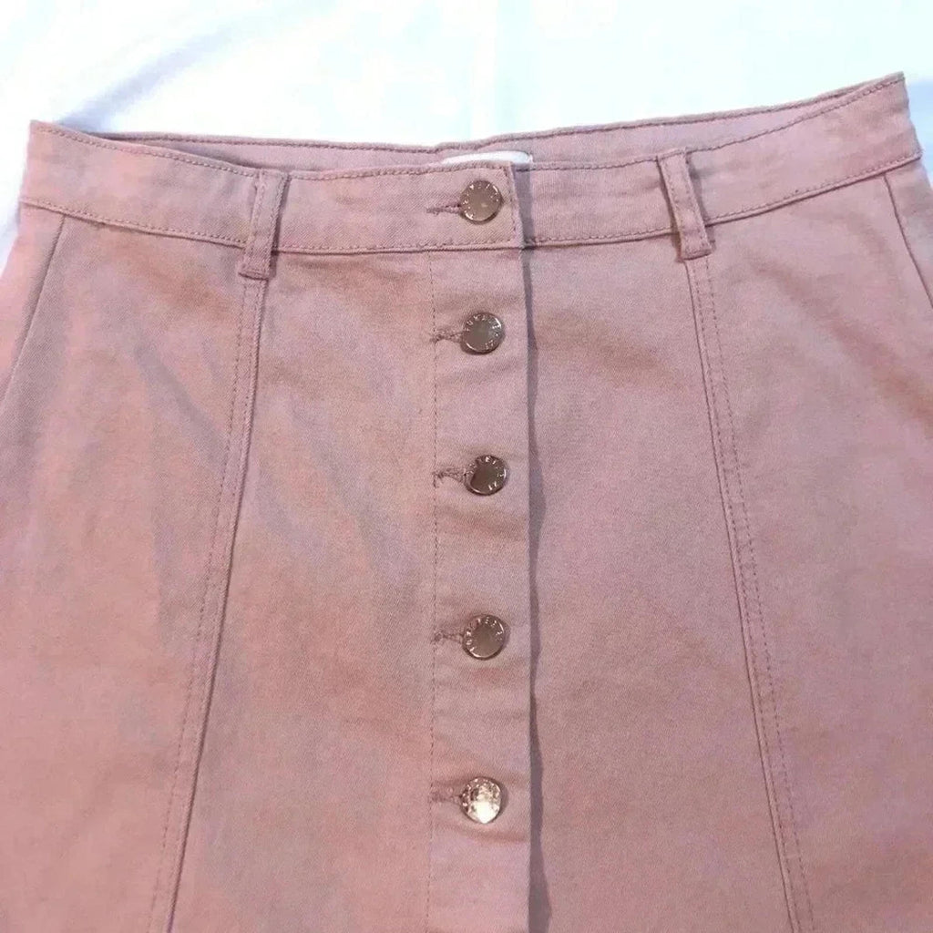 Forever 21 Button Up Mini Skirt Light Pink Ballerina Pink Women's Size 27