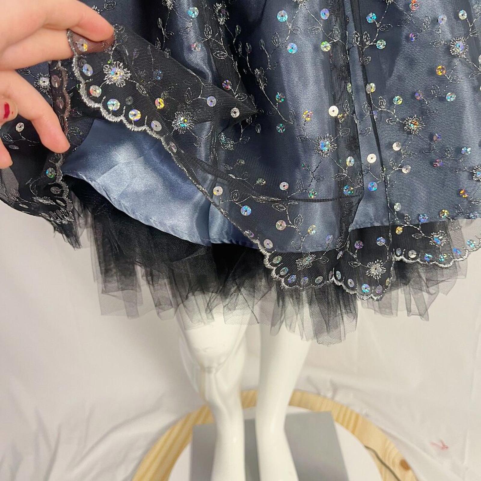 Jessica McClintock Strapless Midnight Blue Dress Sequined Whimsigoth Size 10