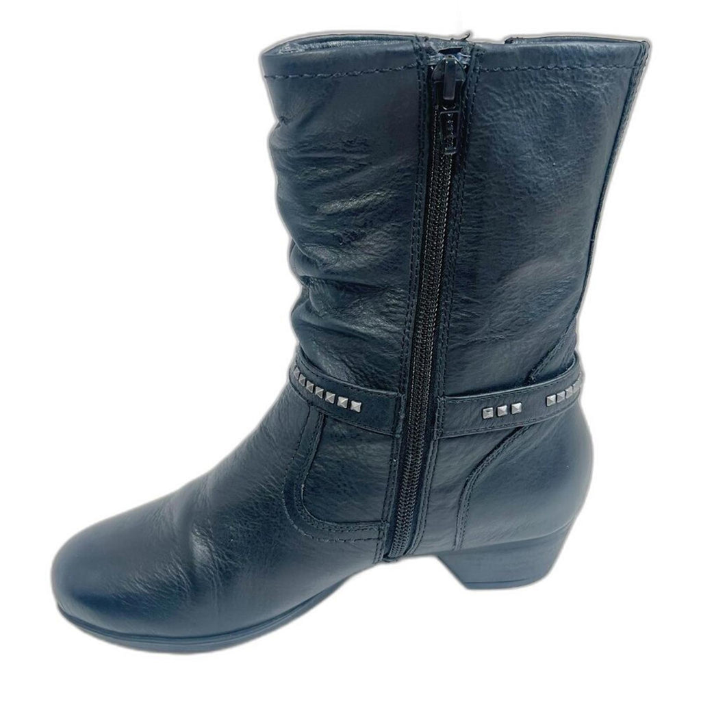 Abeo Marsh Black Leather Bootie Studded Moto Boot Women's Size 6.5N