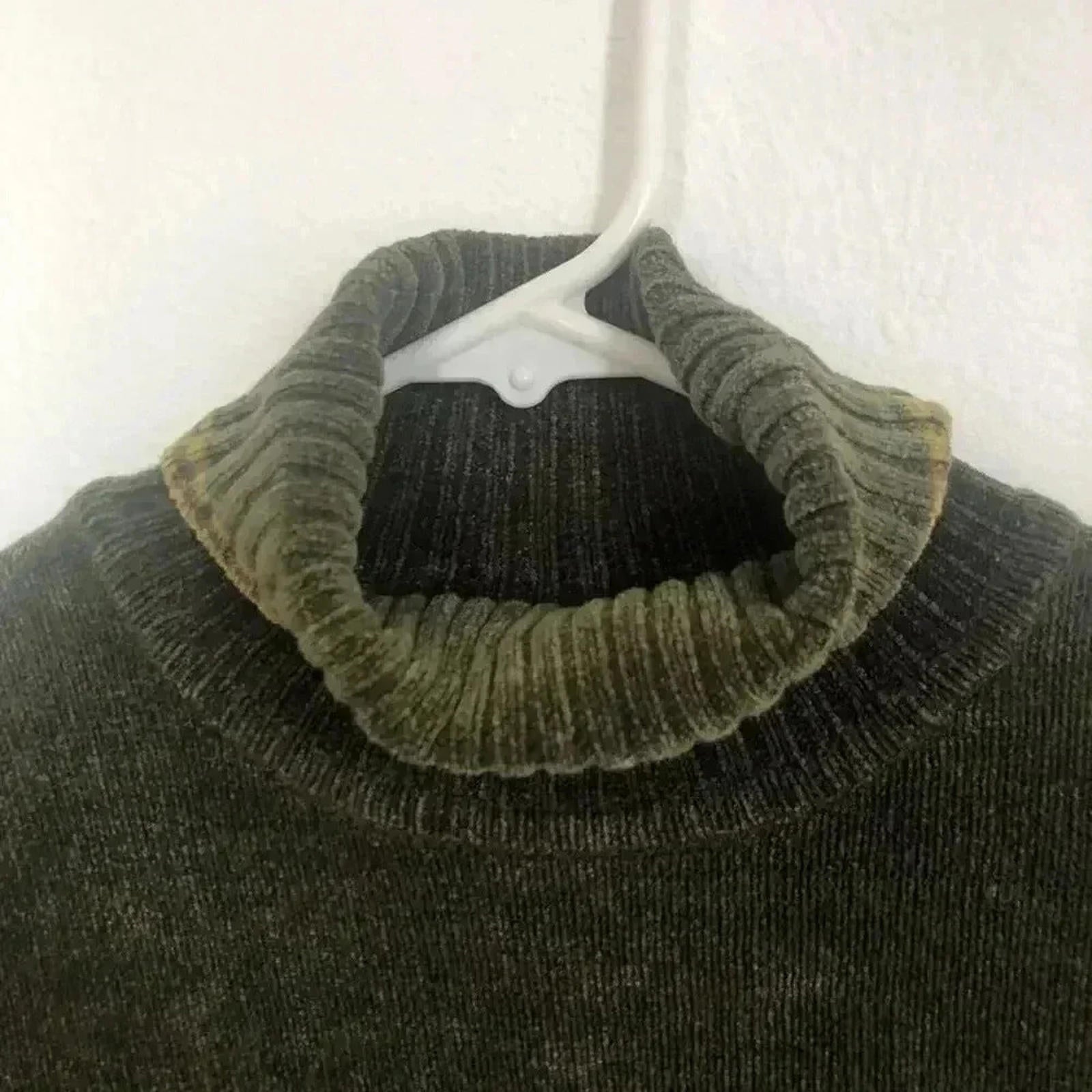Y2K Vintage Green Turtleneck Ribbed Sweater Women's Size XL