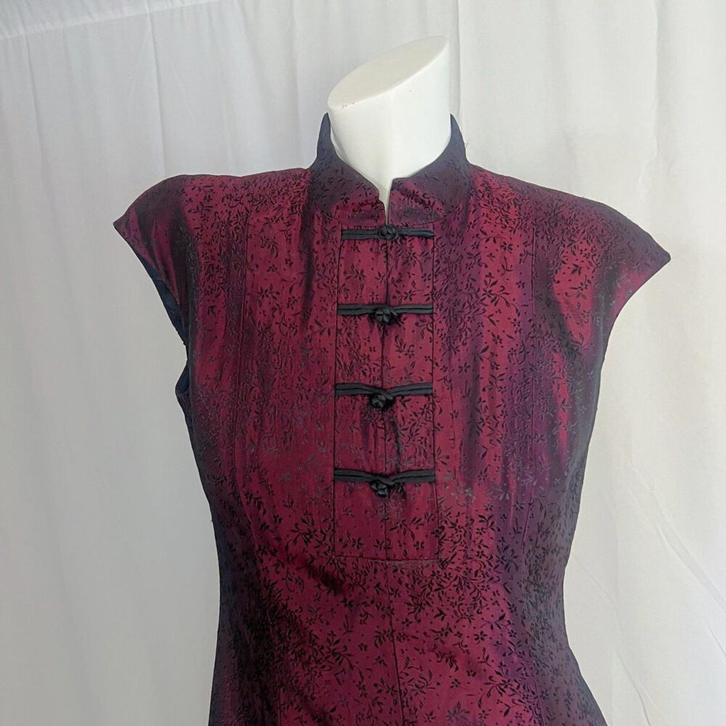 Jones New York Garnet Purple Floral Mini Dress Asian Chinese New Year Size 6