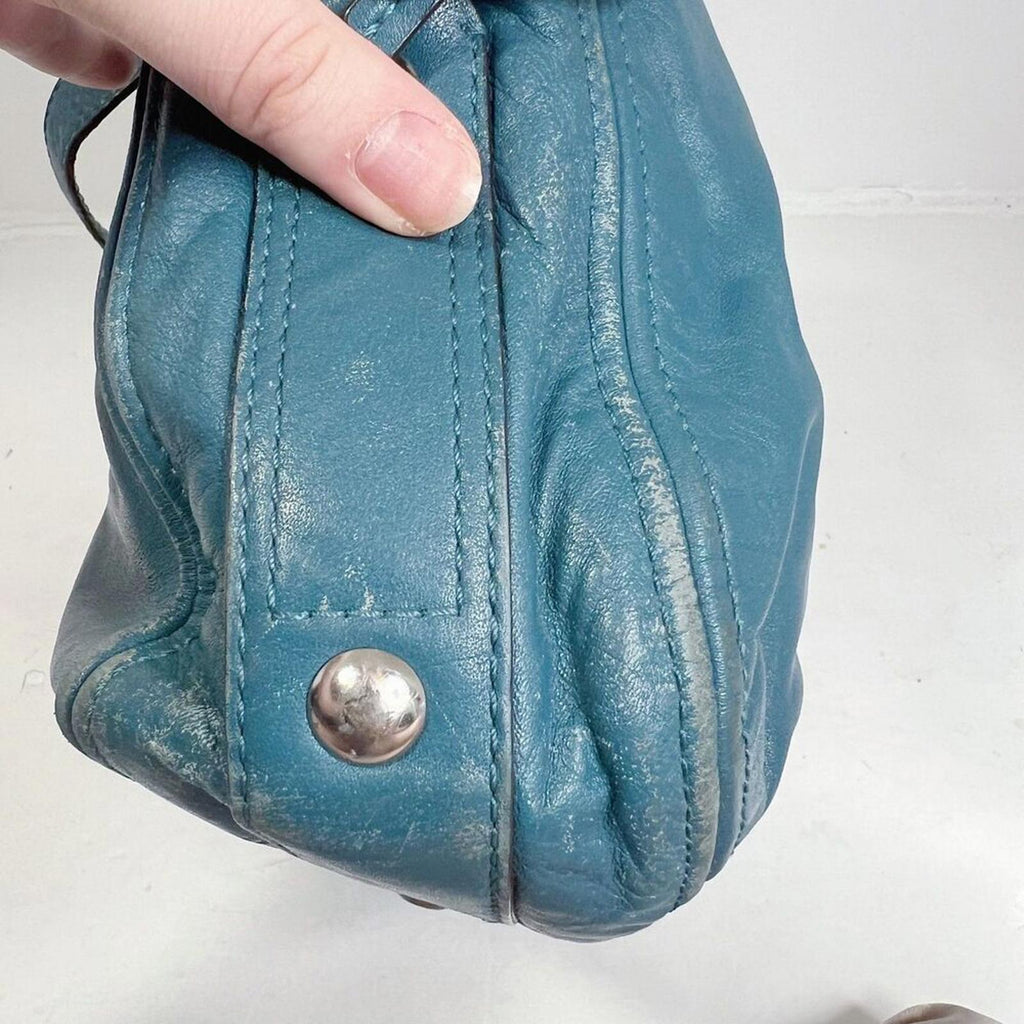 Vintage Coach Leather Hobo Bag Tosca Teal Blue Shoulder Bag Purse