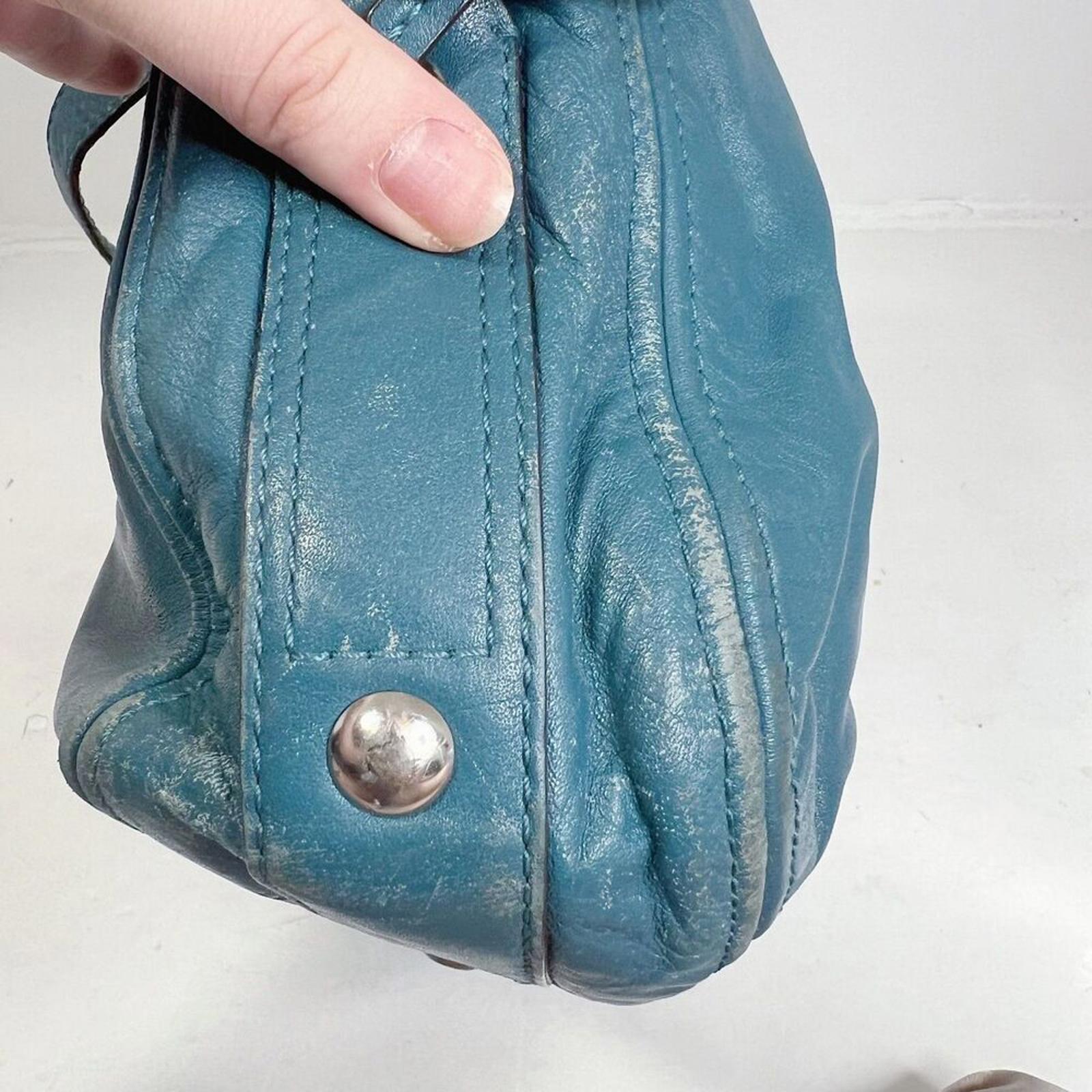 Vintage Coach Leather Hobo Bag Tosca Teal Blue Shoulder Bag Purse