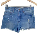 Forever 21 Distressed Denim Shorts Mid Rise Light Wash Women's Size 27