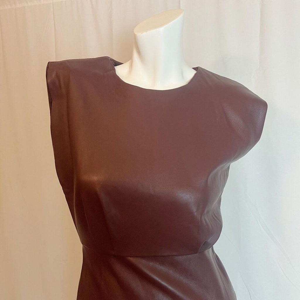 NWT Bishop + Young Hayden Faux Leather Brown Minidress Anthropologie Size L