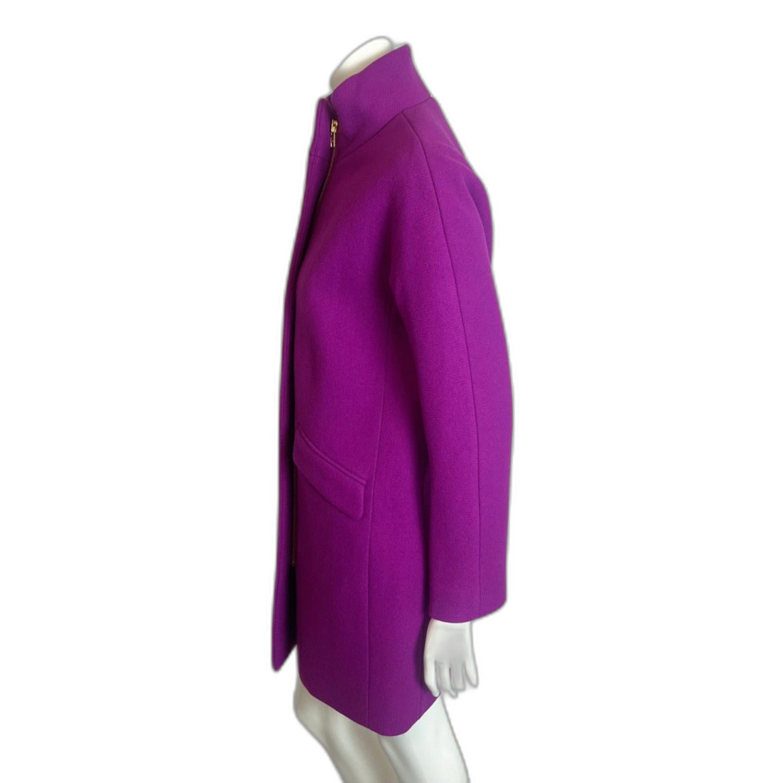 NWT J. Crew Cocoon Stadium Cloth by Nello Gori Bright Purple Wool Jacket Size 4