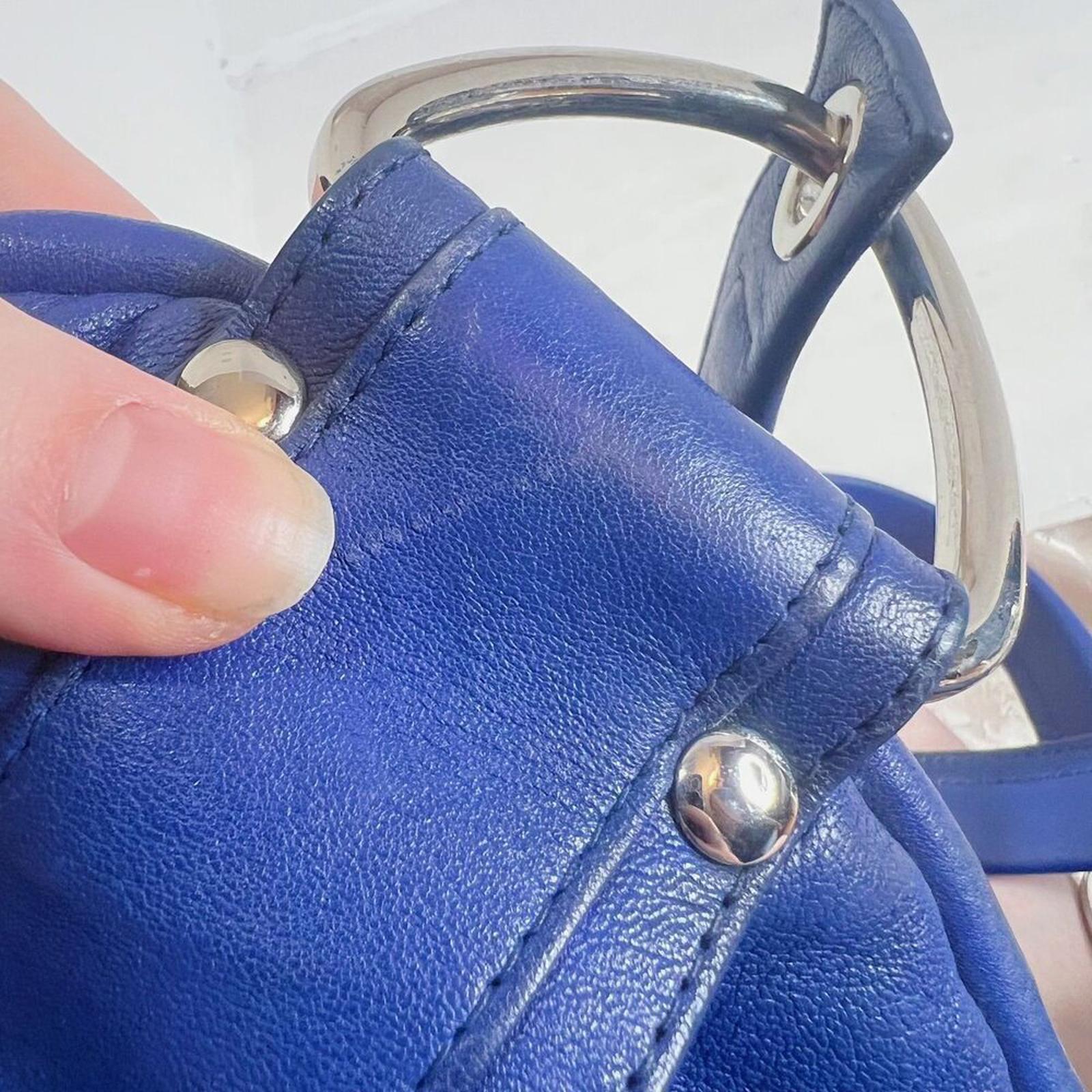 RARE y2k Vintage Kooba Royal Blue Leather Shoulder Bag Handbag Silver Accents