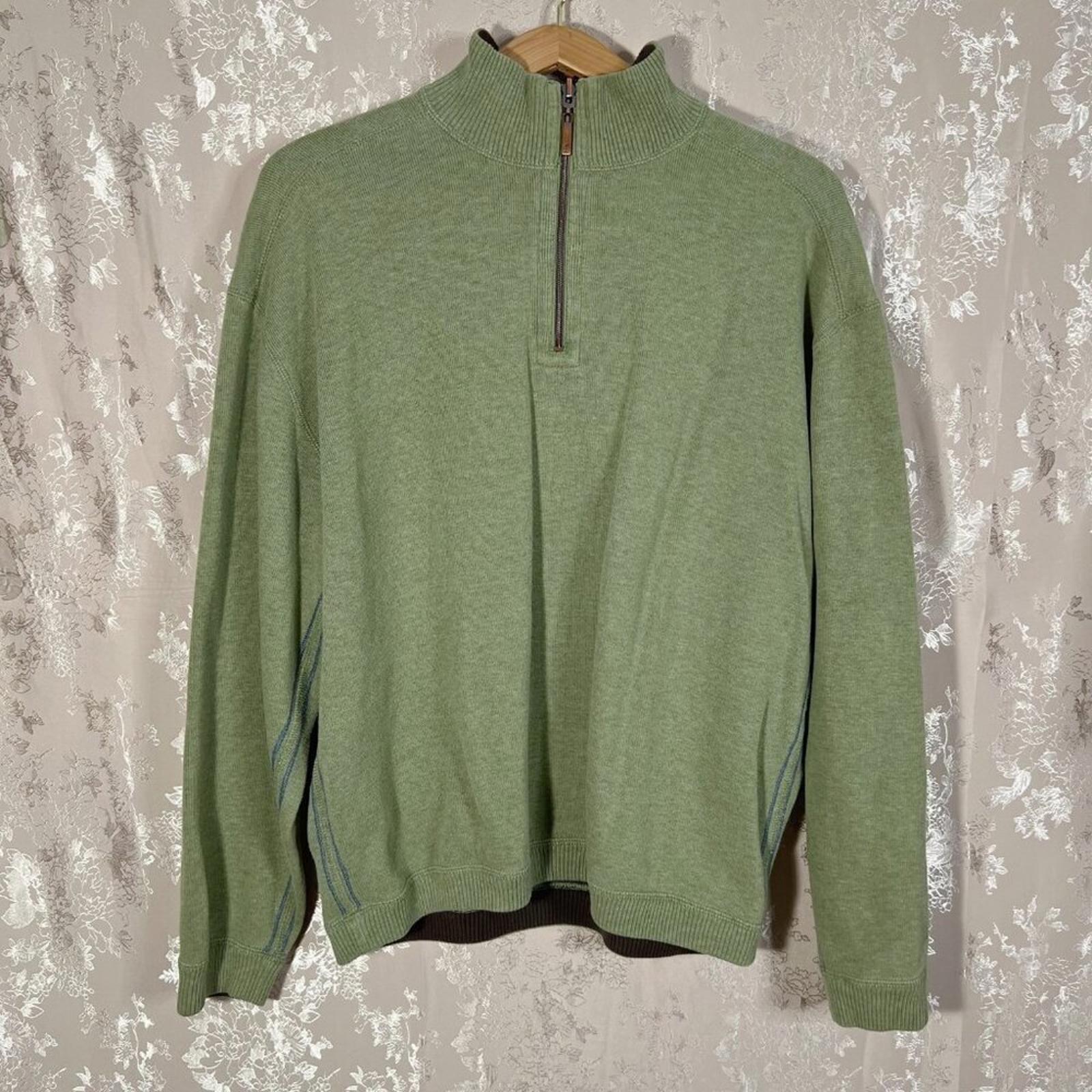 Tommy Bahama Men's Green Pullover Quarter Zip Jacket Sweater Size XL