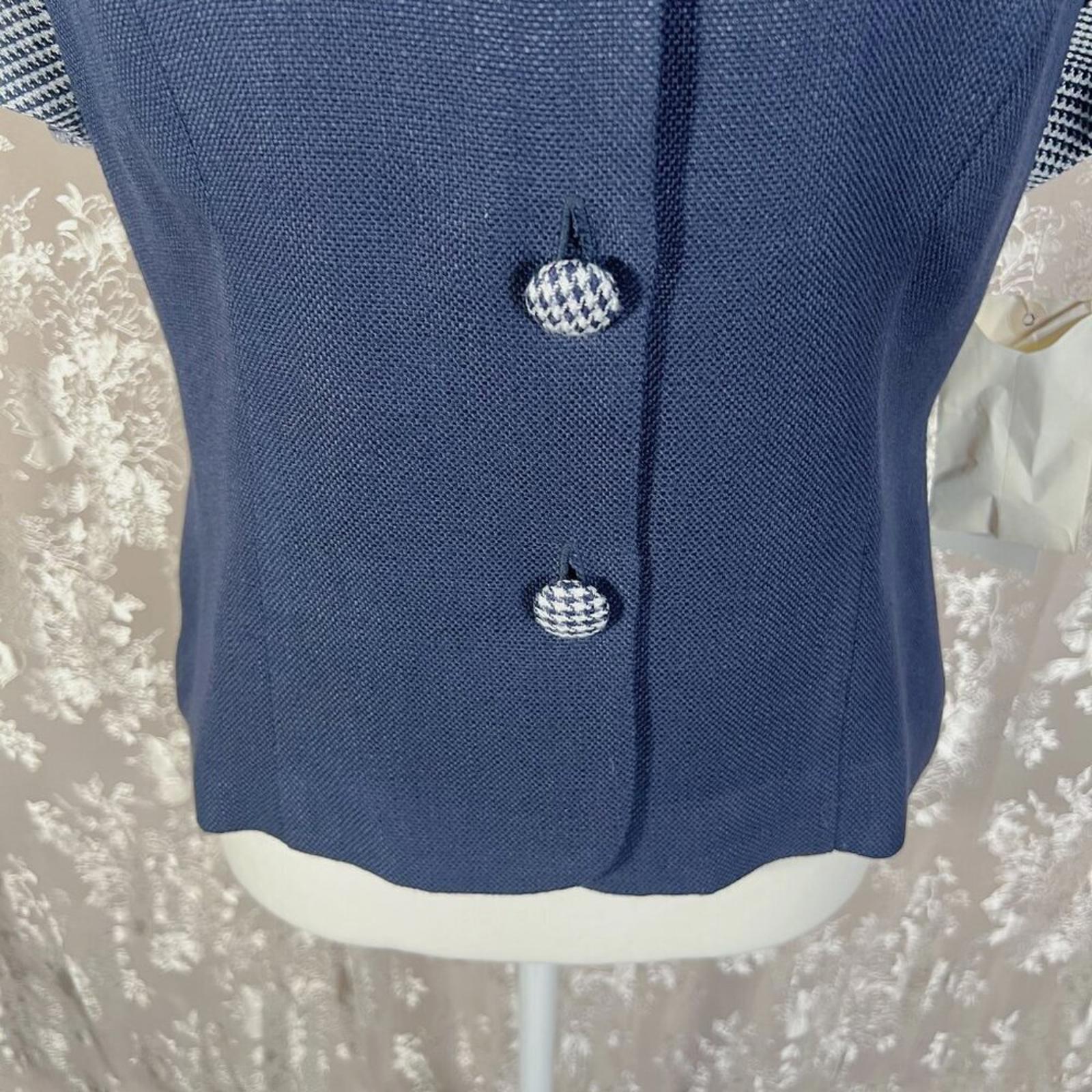NWT Vintage Donna Ricco Navy Blue Button Up Short Sleeve Blouse Size 12P