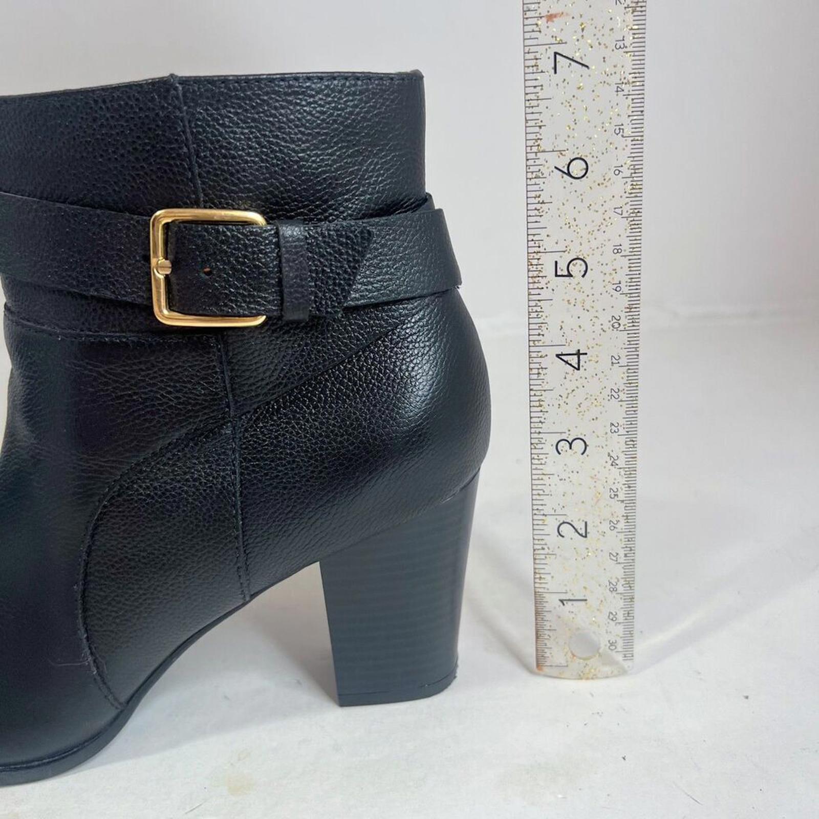 Cole Haan Rhinecliff Black Pebbled Leather Bootie Ankle Boot Gold Size 7.5