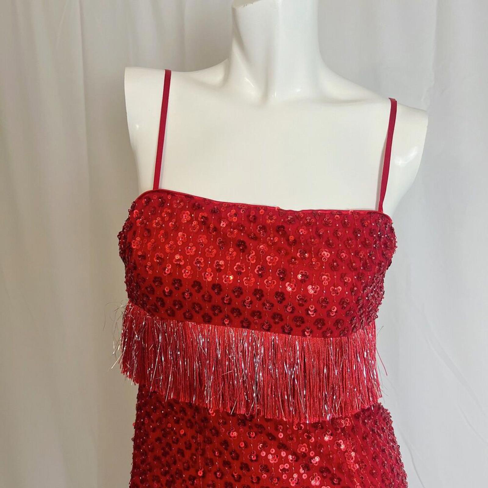 NWT Saylor Caitriona Sequin Fringe Mini Dress Red Sequined Dress Women's Size S