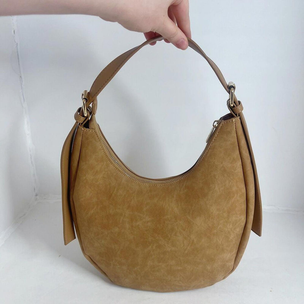 NWOT 4th and Reckless Una Faux Suede Crescent Bag in Brown Purse Handbag